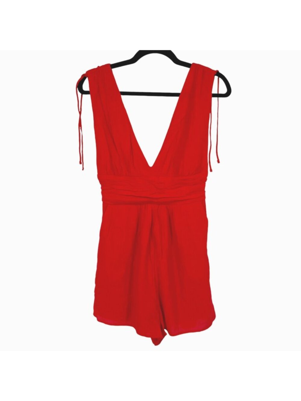One Clothing Boho Festival V-Neck Sleeveless Romper Red Size Medium